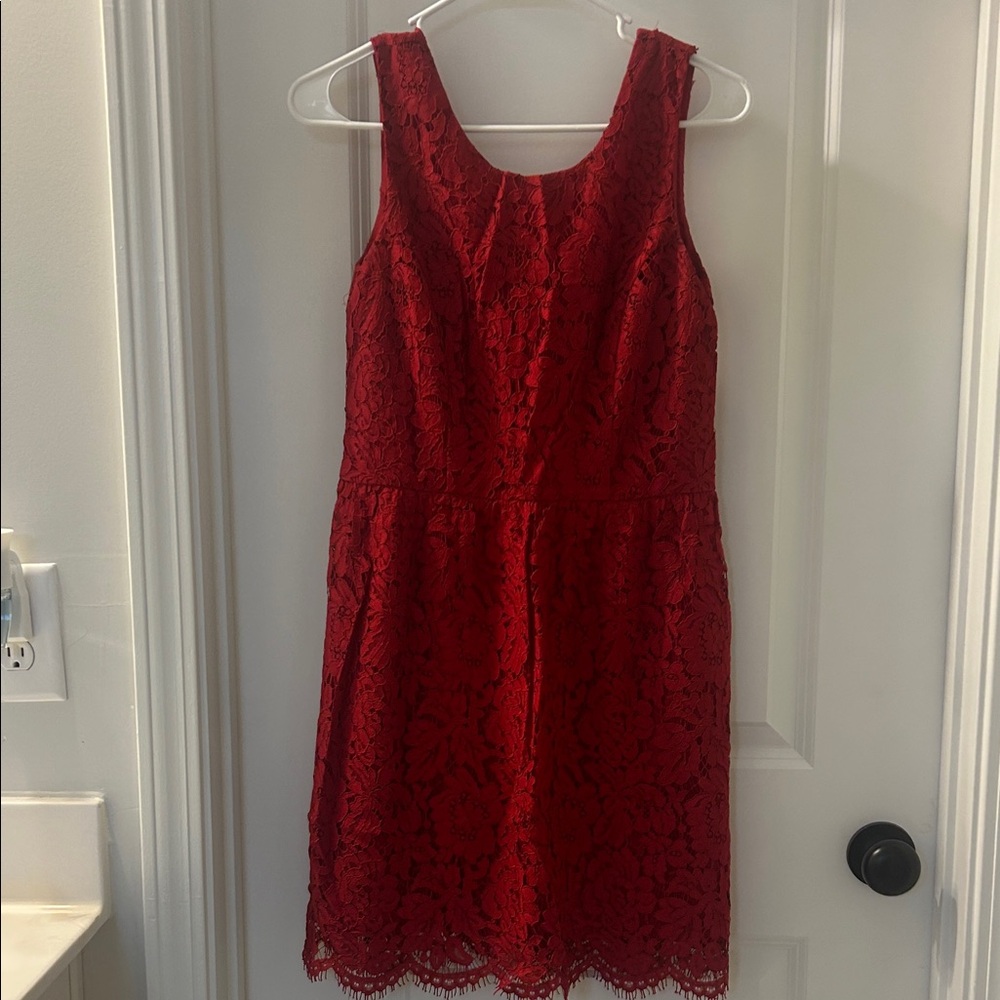 Loft Elegant Red Lace Dress size 2 petite